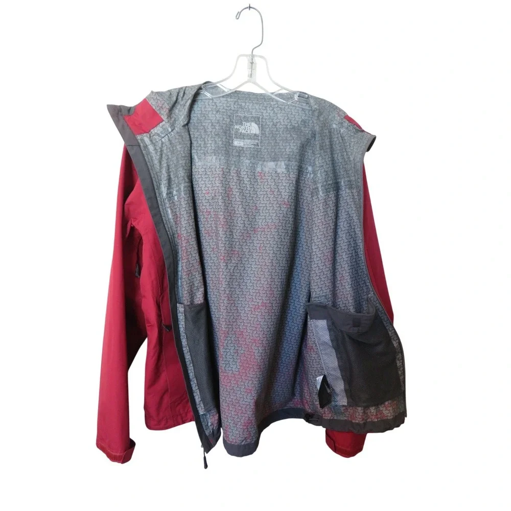 The North Face Mens‎ Red Grey Hooded Shell Wind Breaker Jacket Size S